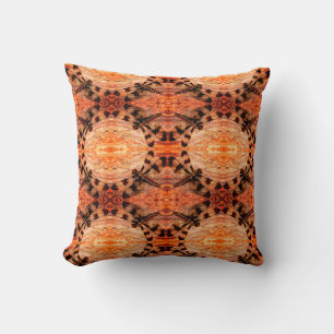 Black, orange, brown  dragonfly pattern solid back throw pillow