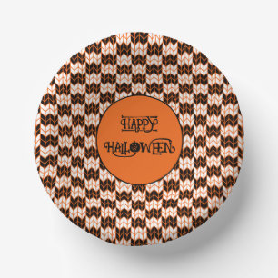 BLACK ORANGE CHECK KNIT 7" Paper Bowls Plate