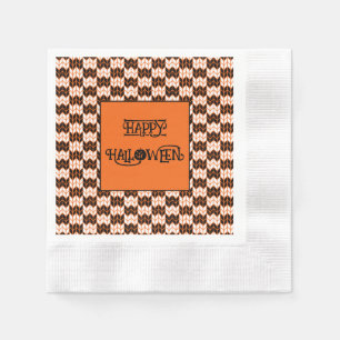 BLACK ORANGE CHECK KNIT Coined Cocktail Napkins II