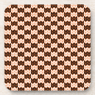 BLACK ORANGE CHECK KNIT Hard Plastic Coasters