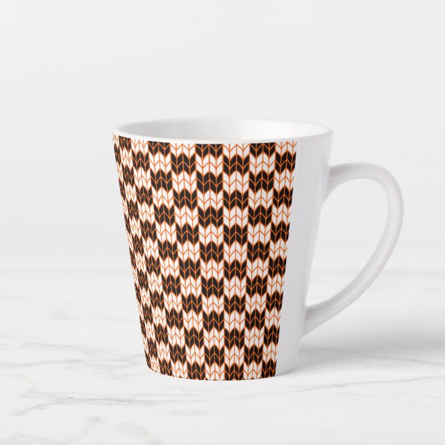BLACK ORANGE CHECK KNIT Latte Mug (Right)