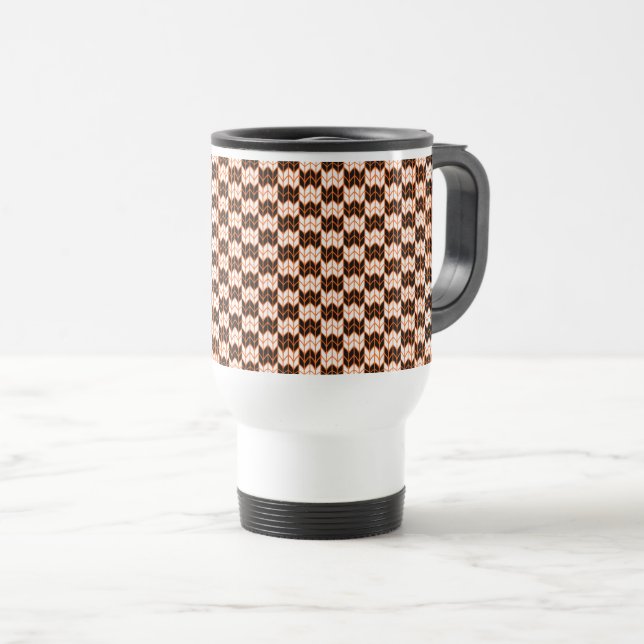 BLACK ORANGE CHECK KNIT Travel Mug (Front Right)
