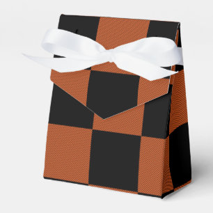 Black & Orange Chequered Squares Buffalo Plaid Favor Box