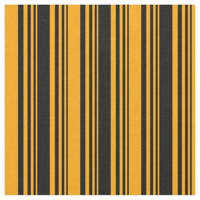 Black & Orange Coloured Lined/Striped Pattern Fabric (Close Up)