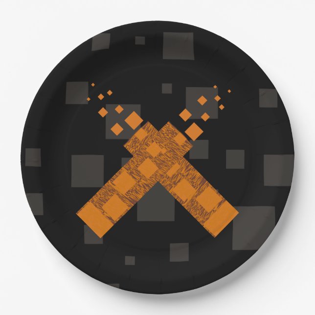 Black orange cult cross torch fire Pagan dark art  Paper Plate (Front)