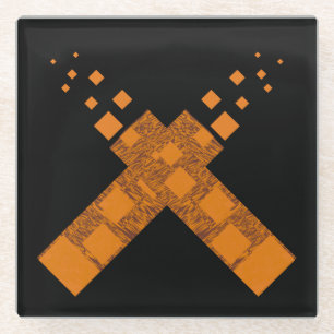 Black Orange Dark Pagan Fire Art Cult Cross Gothic Glass Coaster