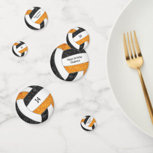 black orange girls volley birthday personalized confetti