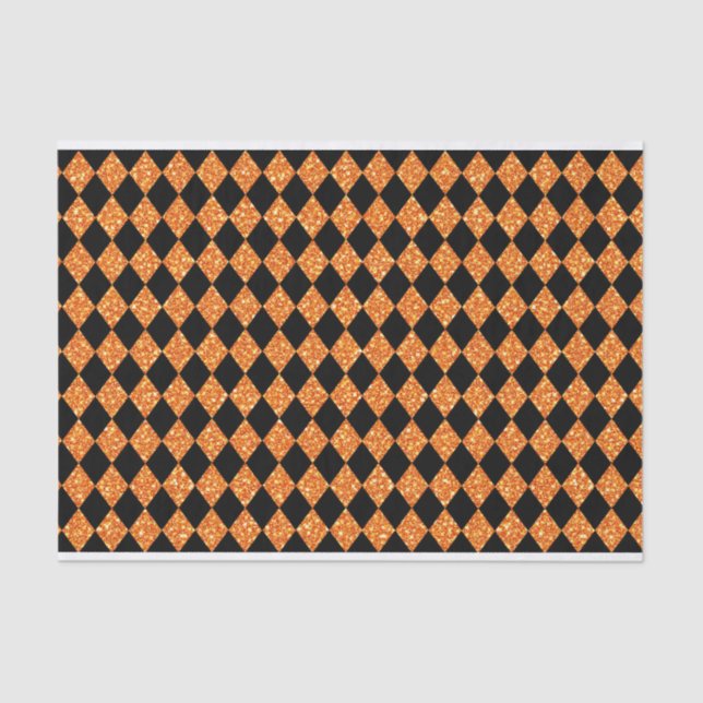 BLACK & ORANGE GLITTER LOOK HALLOWEEN TISSUE PAPER (Front)