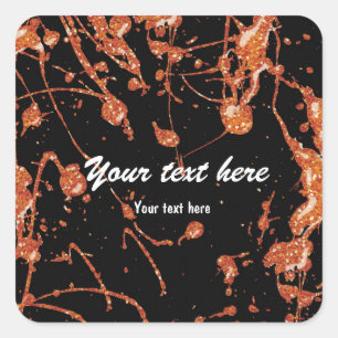 Black Orange Glitter Paint Halloween party sticker