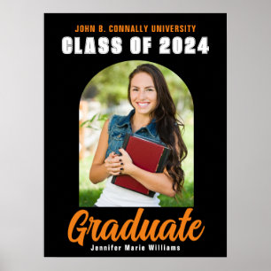 Black Orange Graduate Photo 2023 Graduation Party Poster