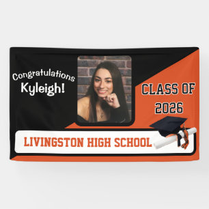 Black & Orange Graduation Banner
