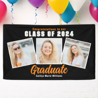 Black Orange Graduation Party 3 Photo Collage