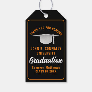 Black Orange Graduation Party Personalized Gift Tags