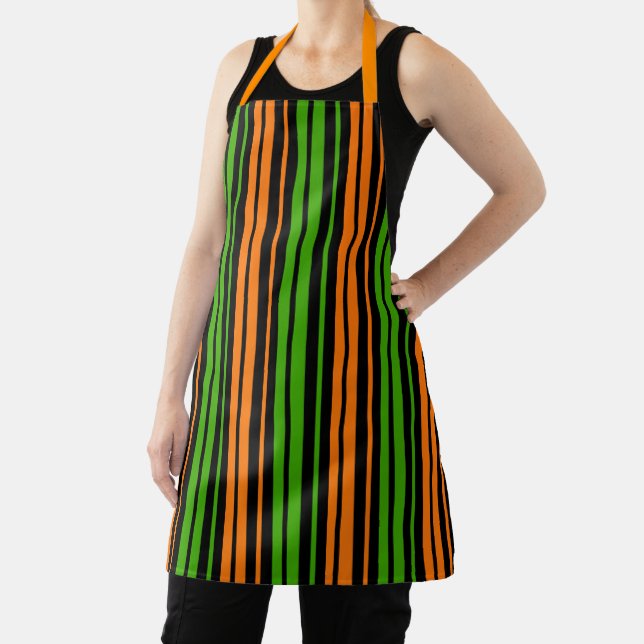 Black Orange Green Vertical Stripes Design   Apron (Insitu)