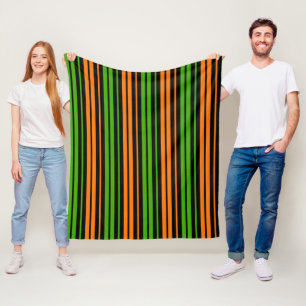 Black Orange Green Vertical Stripes Design   Fleece Blanket
