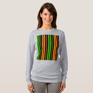 Black Orange Green Vertical Stripes Design T-Shirt