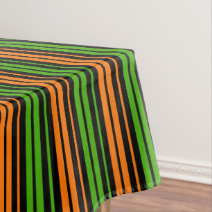 Black Orange Green Vertical Stripes Design Tablecloth