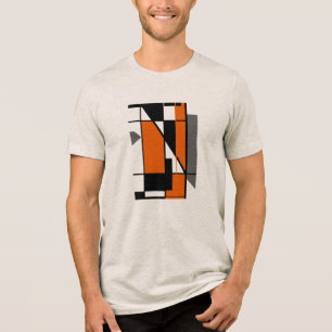 Black Orange Grey MCM Look Geometric Art Abstract Tri-Blend Shirt
