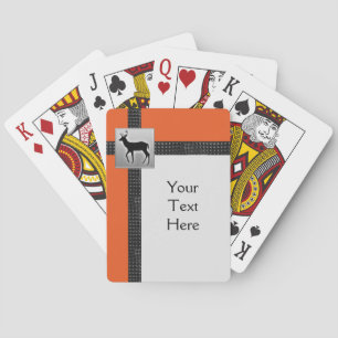 Black, Orange, Grey Playing Cards with a Deer
