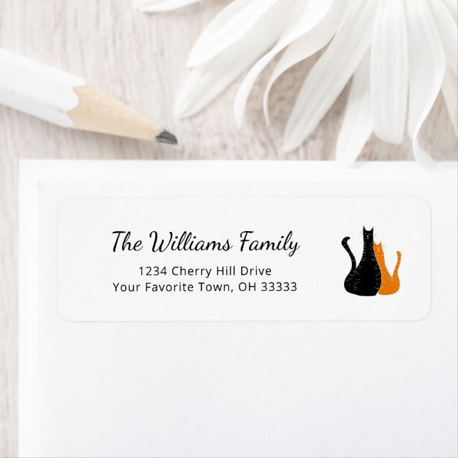 Black Orange Halloween Chats Adresse de retour (En situation)