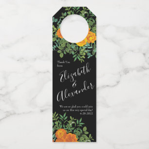 Black & Orange Halloween Gothic Wedding Collection Bottle Tag