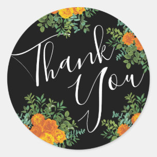 Black & Orange Halloween Gothic Wedding Collection Classic Round Sticker