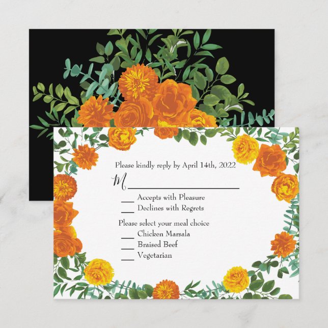 Black & Orange Halloween Gothic Wedding Collection Invitation (Front/Back)