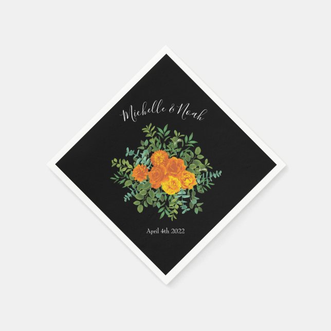 Black & Orange Halloween Gothic Wedding Collection Napkin (Corner)