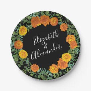 Black & Orange Halloween Gothic Wedding Collection Paper Plate