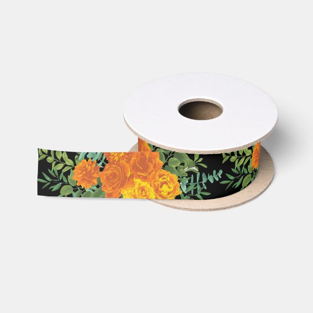 Black & Orange Halloween Gothic Wedding Collection Satin Ribbon (Spool)