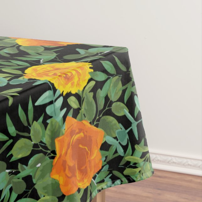 Black & Orange Halloween Gothic Wedding Collection Tablecloth (In Situ)