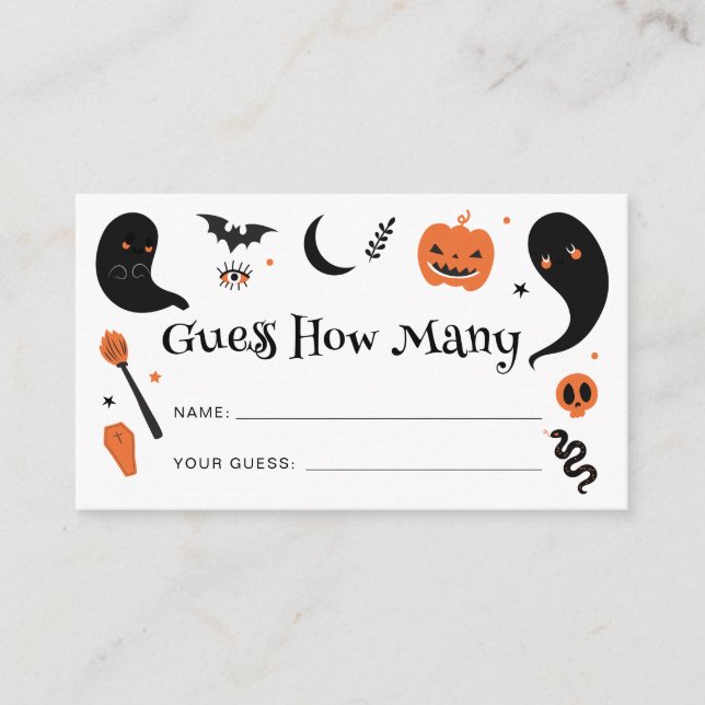 Black Orange Halloween Guess How Many  Enclosure Card (Front)