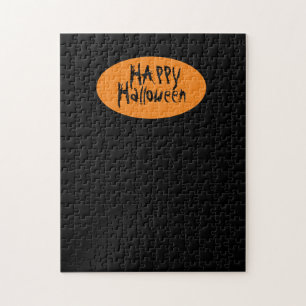 Black Orange Happy Halloween Frustrating Jigsaw Puzzle