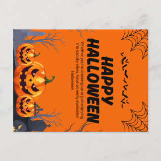 Black & Orange Happy Halloween Poster Postcard