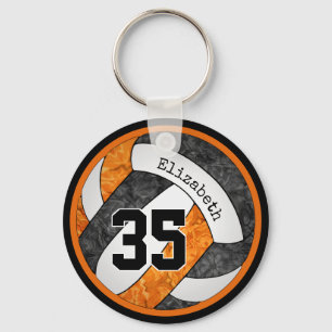 black orange her volleyball team colours custom keychain