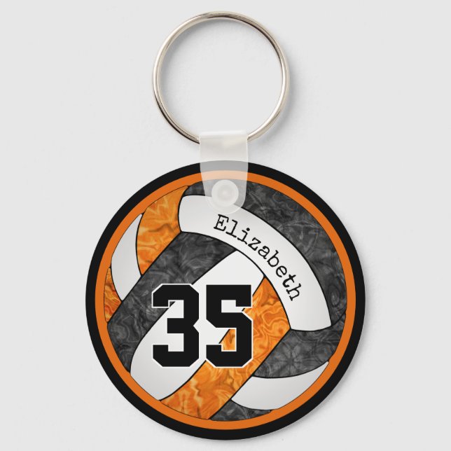black orange her volleyball team colours custom keychain (Front)