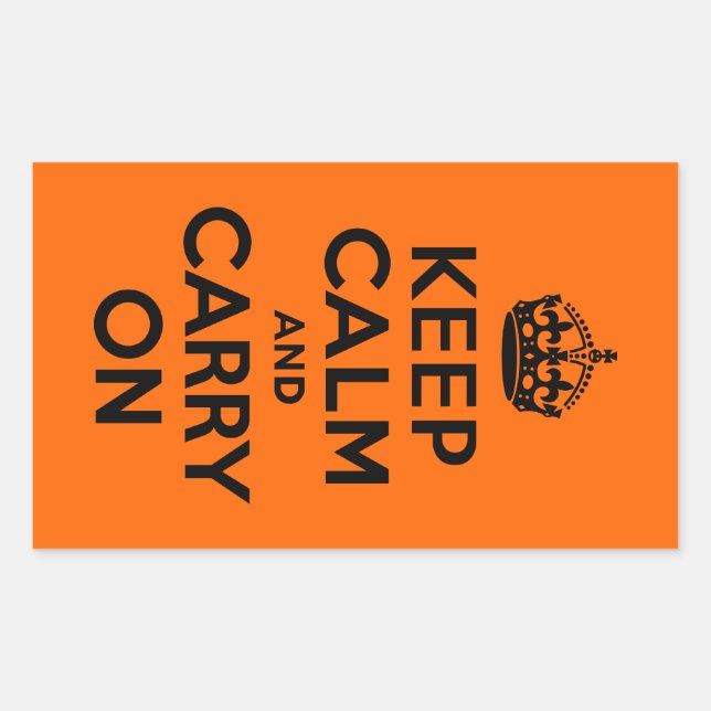 Black Orange Keep Calm and Carry On Sticker (Front)