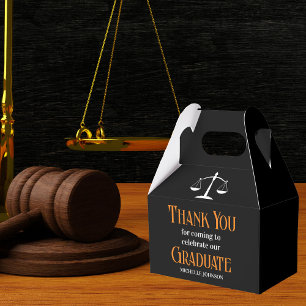 Black Orange Law School Custom Graduation Party Favor Box