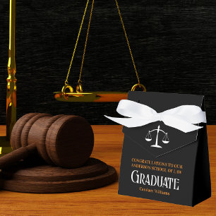Black Orange Law School Custom Graduation Party Favor Box
