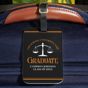 Black Orange Law School Custom Graduation Party Luggage Tag