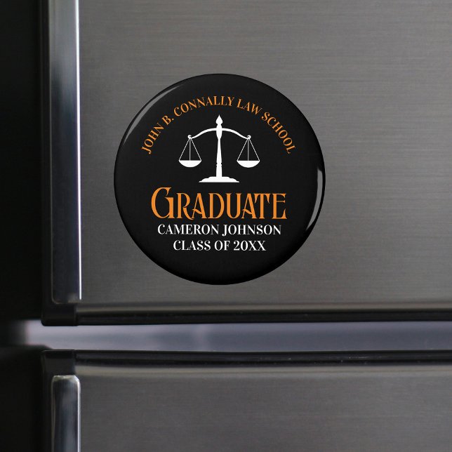 Black Orange Law School Graduation Keepsake Magnet (Creator Uploaded)