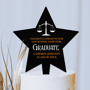 Black Orange Law School Graduation Party Star Cake Pick