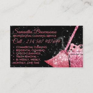 Black Orange Luxury Cleaning Maid Janitorial Business Card