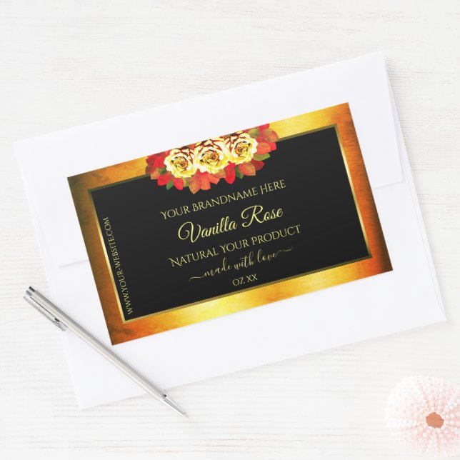 Black Orange Marble Product Labels Blooming Roses (Envelope)