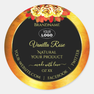 Black Orange Marble Product Labels Roses with Logo