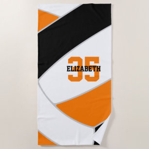 black orange or ANY colours volleyball player name Beach Towel