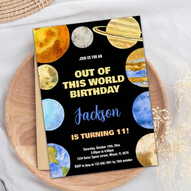 Black Orange Outer Space Birthday Invitations (Black Orange Outer Space Birthday Invitations)