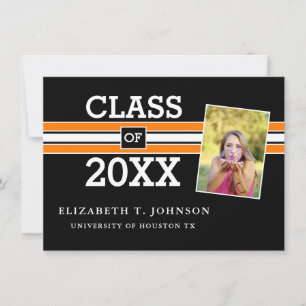 Black Orange Photo Graduation Announcement