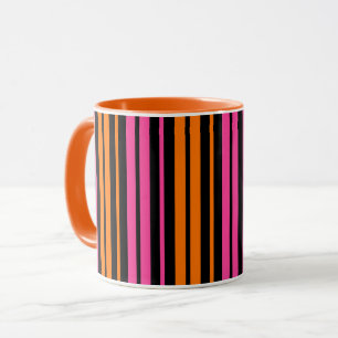 Black Orange Pink Vertical Stripes Design   Mug