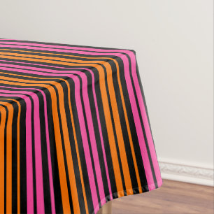 Black Orange Pink Vertical Stripes Design Tablecloth